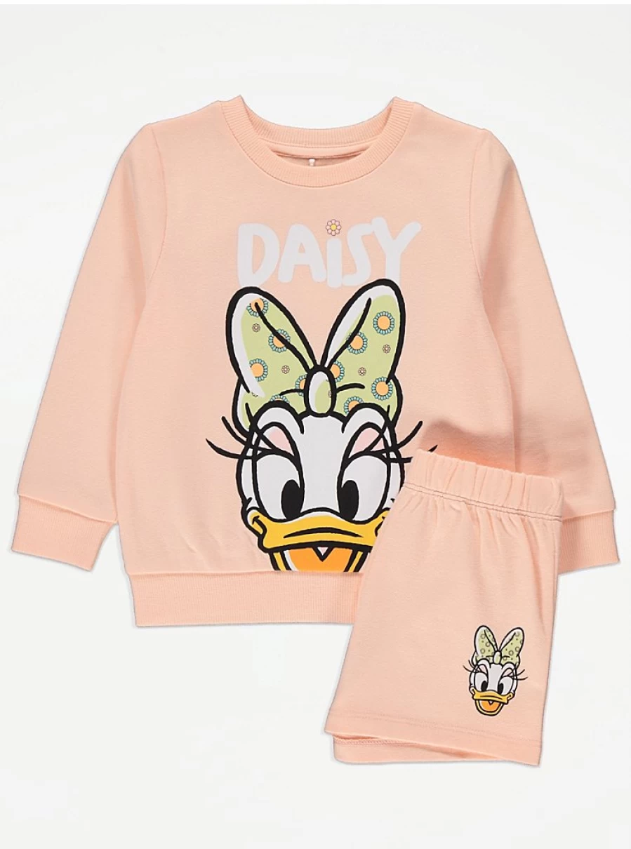 Disney Daisy Duck Peach Sweatshirt and Shorts Set for Girls | George at Asda Outfit Review