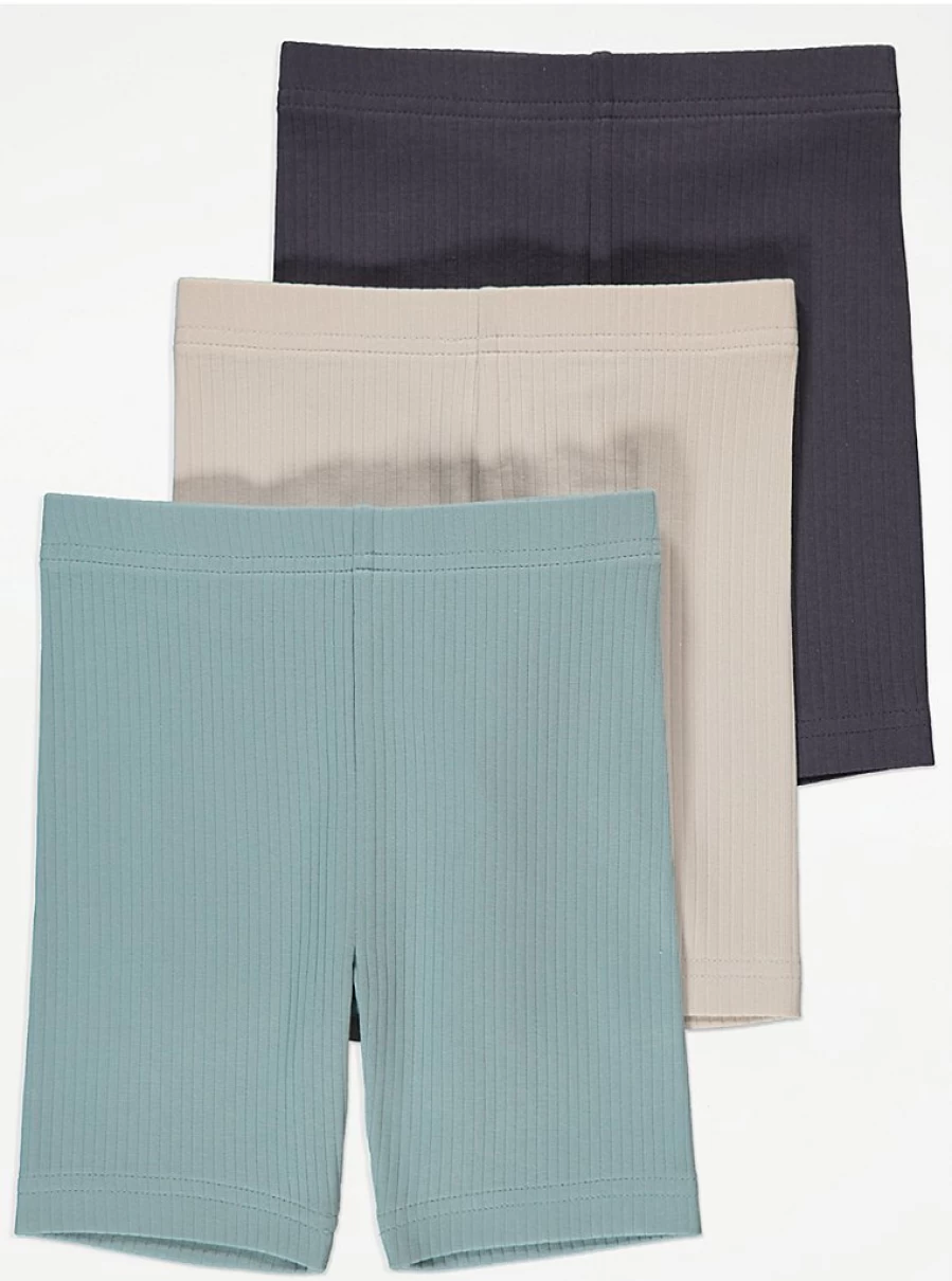 "George at Asda Boys' Blue Ribbed Cycling Shorts 3-Pack – Comfort & Durability"