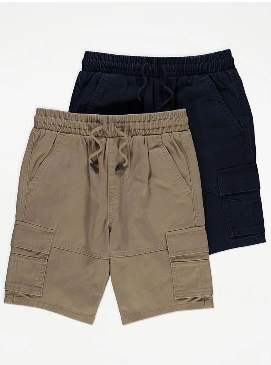 "George at Asda Boys' Tan Pull-On Cargo Shorts 2-Pack – Comfortable Kids' Shorts Review"