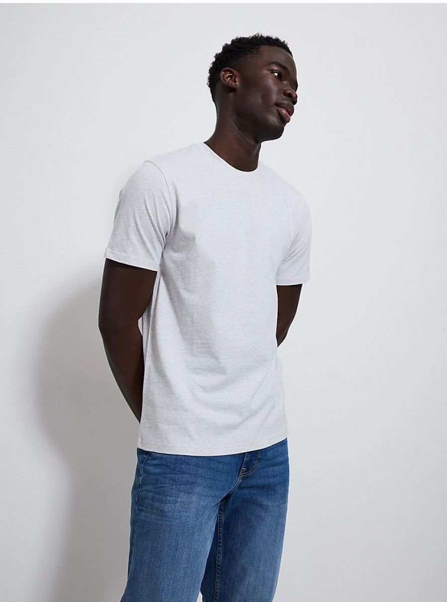 "George at Asda Men's Oatmeal Marl Crew Neck T-Shirt – Comfort & Style"