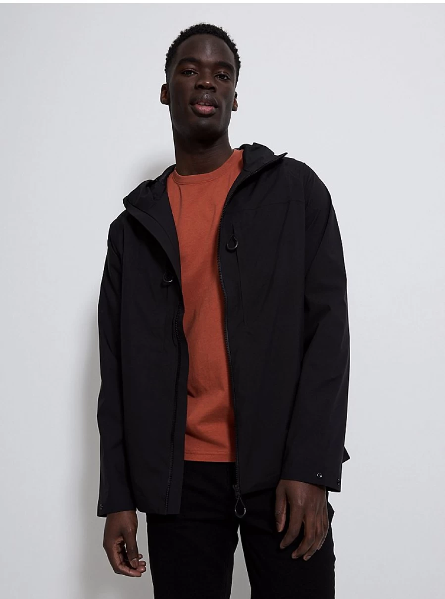 Men's Black Lightweight Waterproof Hooded Jacket by George at Asda
