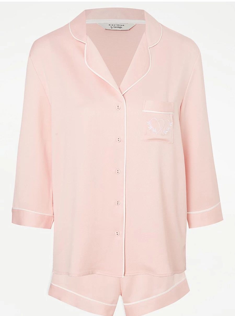"George at Asda Pink Bridal Short Pyjama Set - Women's Lingerie & Sleepwear"
