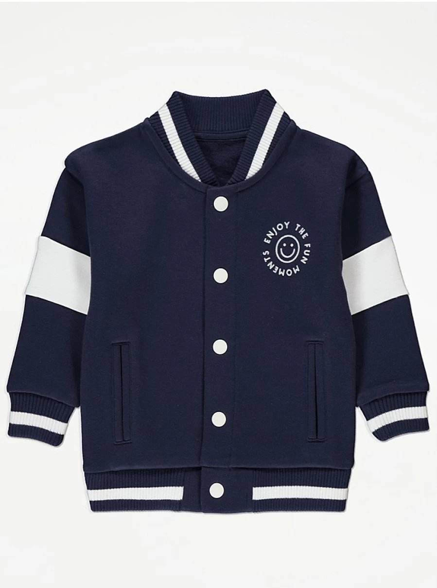 "Boys' Navy Blue Baseball Jacket & Outfit Set with T-Shirt and Shorts | George at Asda"