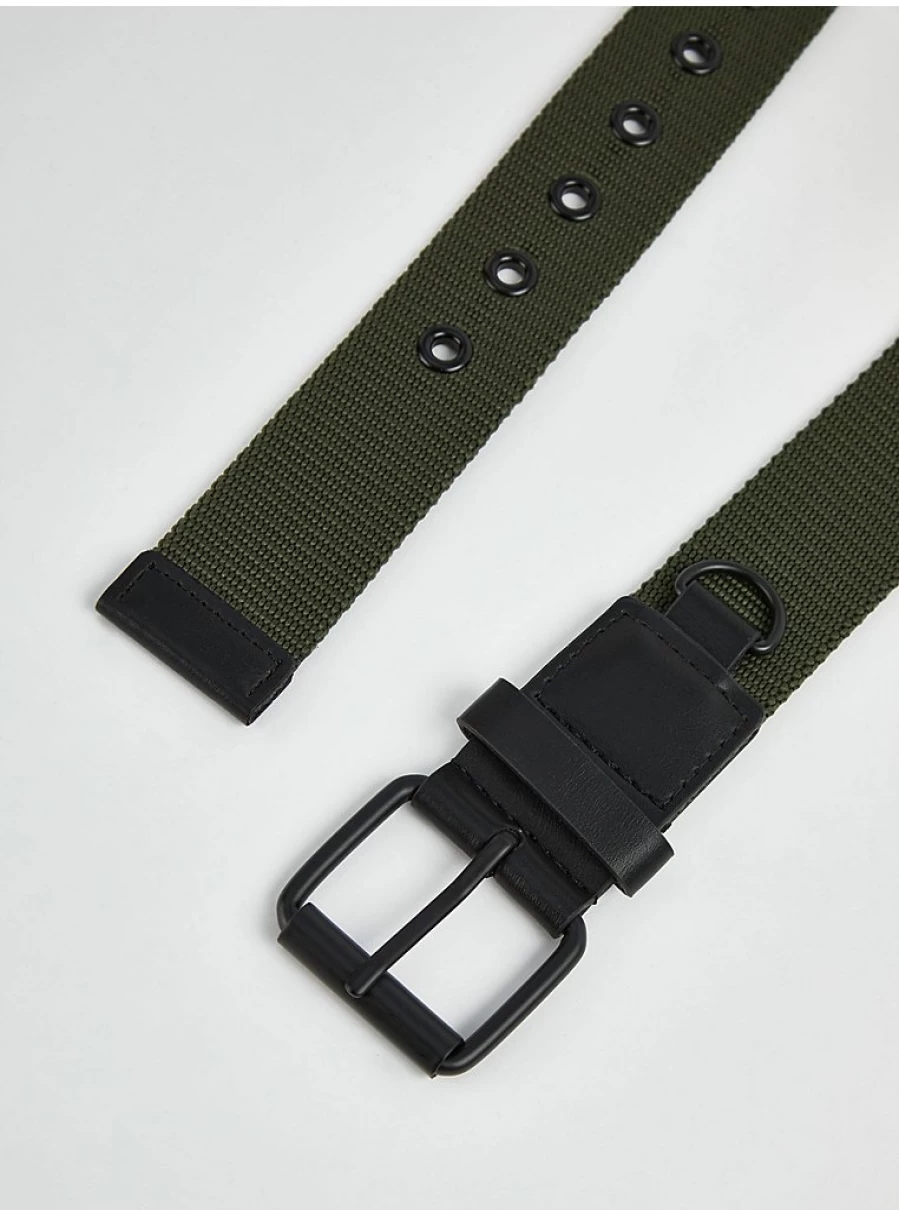 Men's Khaki Woven Fabric Belt by George at Asda – Durable Adjustable Strap for Casual Wear