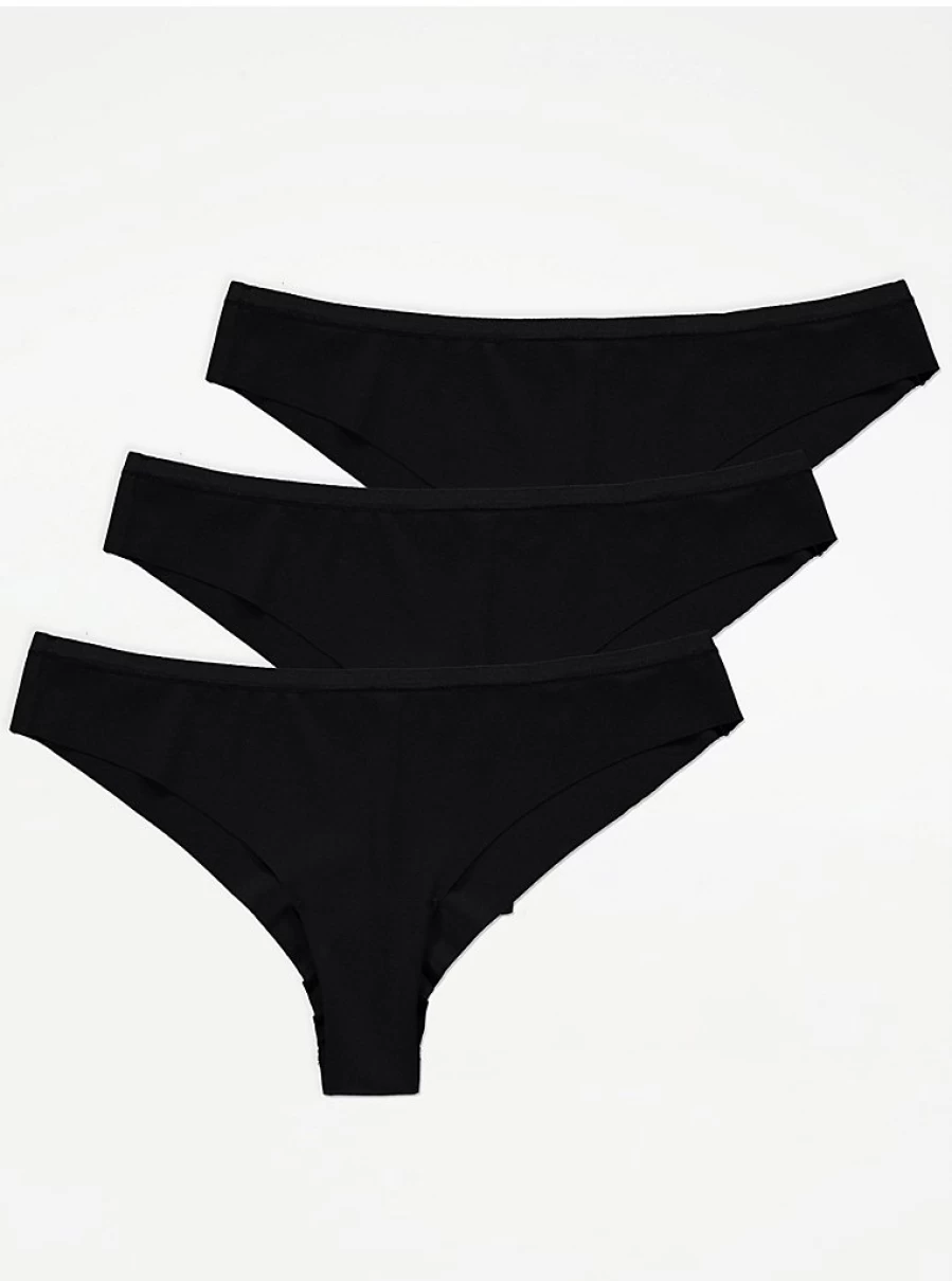 "George at Asda Black No VPL Brazilian Knickers 3-Pack | Seamless Underwear | Women's Lingerie"