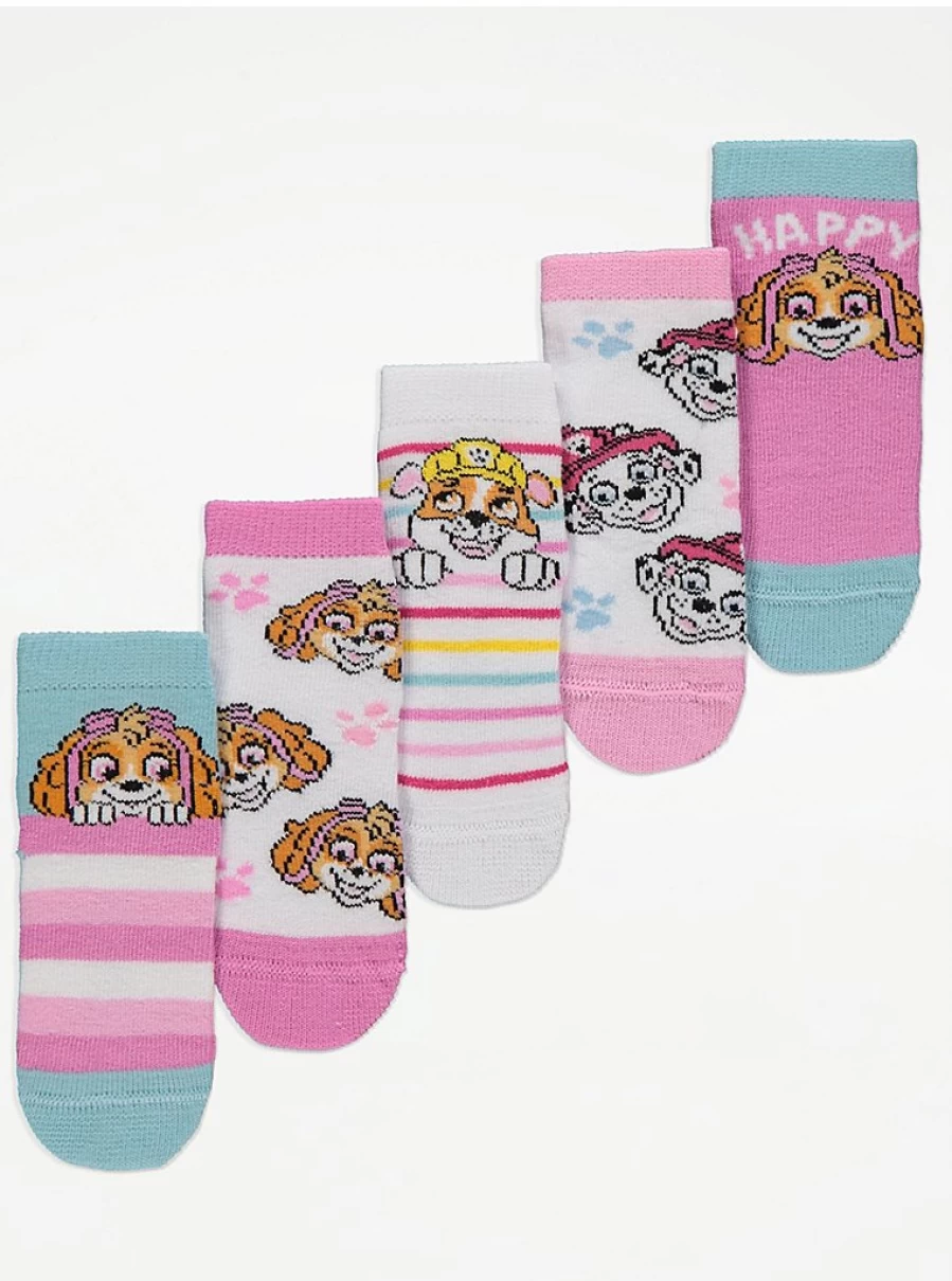 Paw Patrol Happy Socks 5-Pack for Babies - George at Asda Soft Kids' Socks
