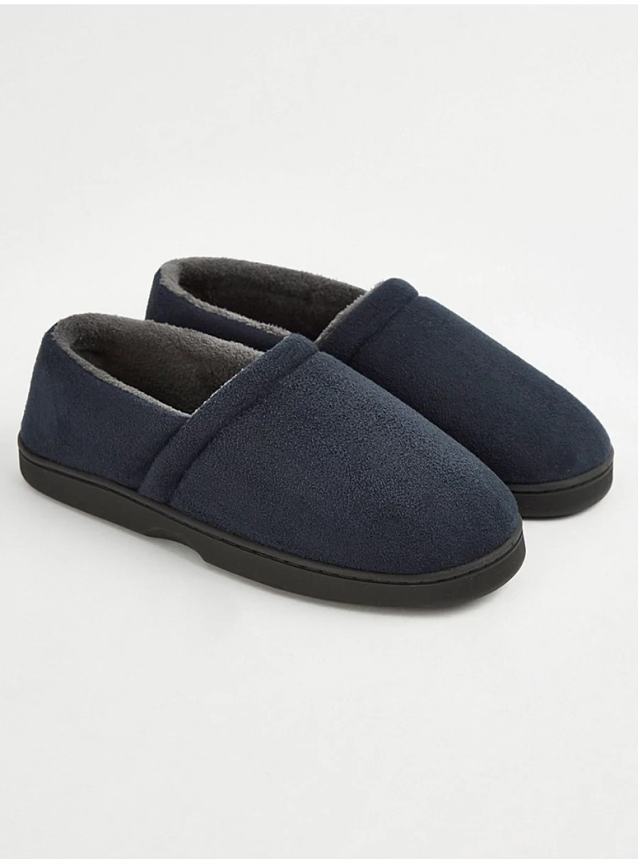 Men's Navy Suede-Look Slippers with Full Back Support | George at Asda Comfort Footwear