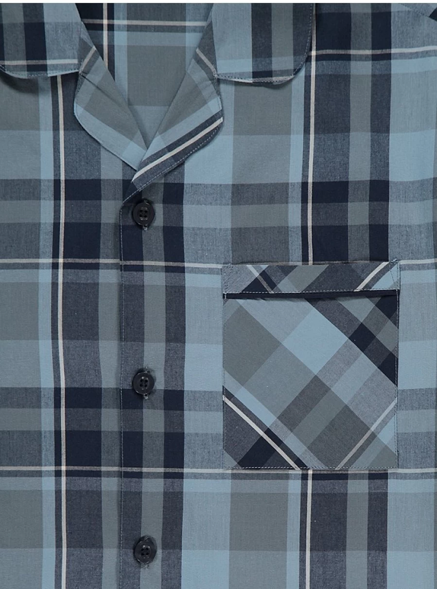"George at Asda Men's Blue Checked Long Sleeve Pyjama Shirt – Comfort & Style"