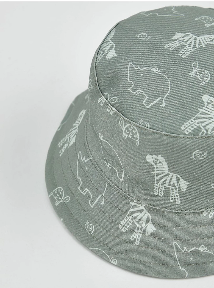 "George at Asda Girls' Khaki Safari Animal Cap and Bucket Hat Set for Kids"