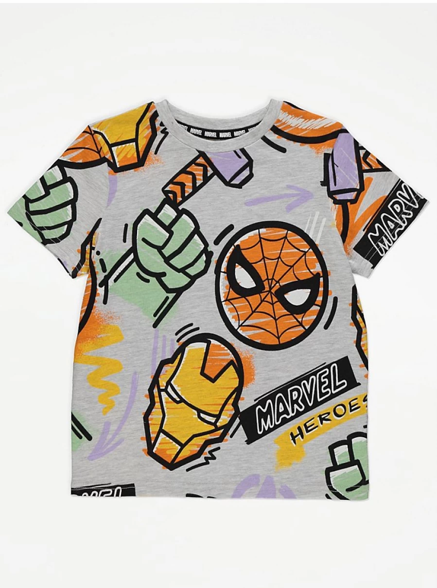 Marvel Superhero Grey Graphic T-Shirt for Boys | George at Asda | Kids Superhero Tee