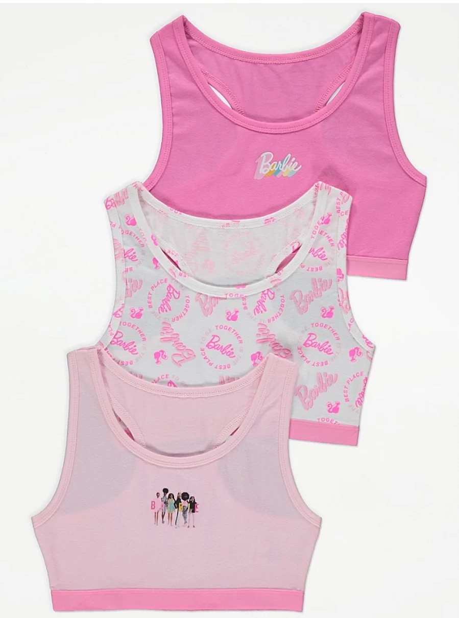 Girls' Pink Barbie Crop Tops 3-Pack | George at Asda | Kids Fashion