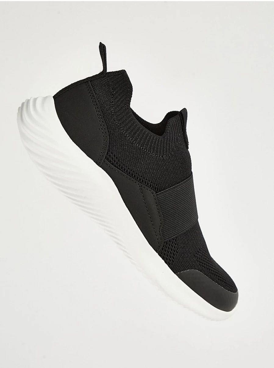 Women's Black Knitted Elastic Slip-On Trainers | Comfortable & Stylish | George at ASDA