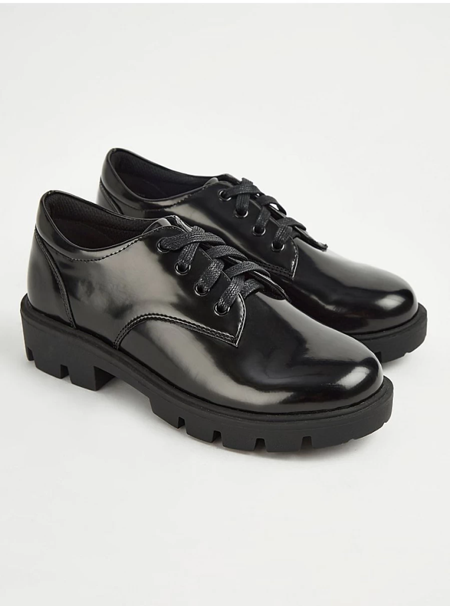 "George at Asda Black Chunky Lace-Up Derby School Shoes – Comfortable & Stylish School Footwear"