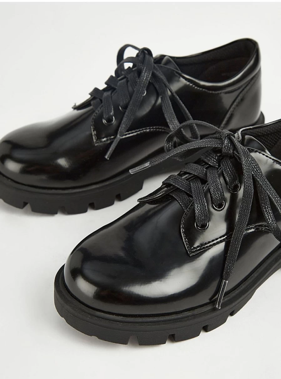 "George at Asda Black Chunky Lace-Up Derby School Shoes – Comfortable & Stylish School Footwear"