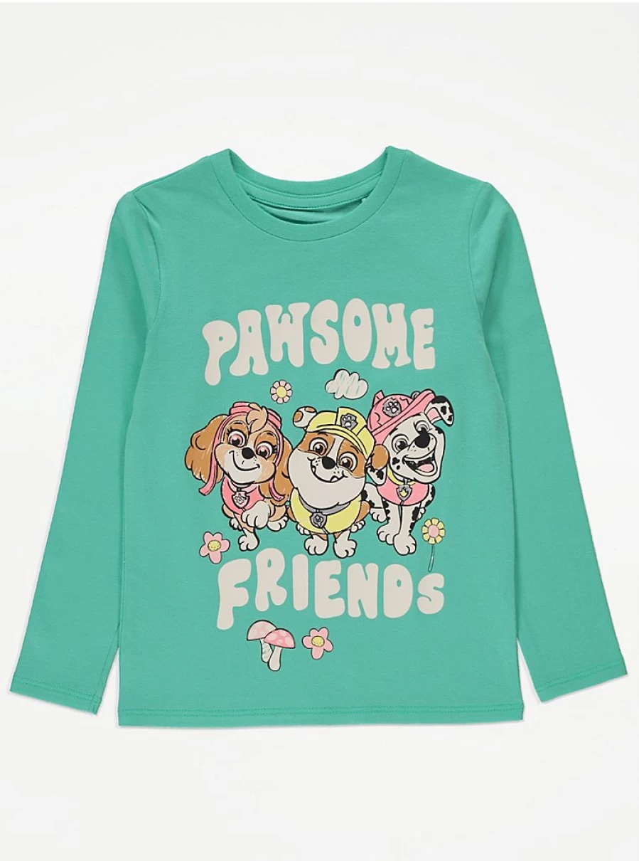 Paw Patrol Green Long Sleeve Kids Top - George at Asda | Pawsome Friends Collection