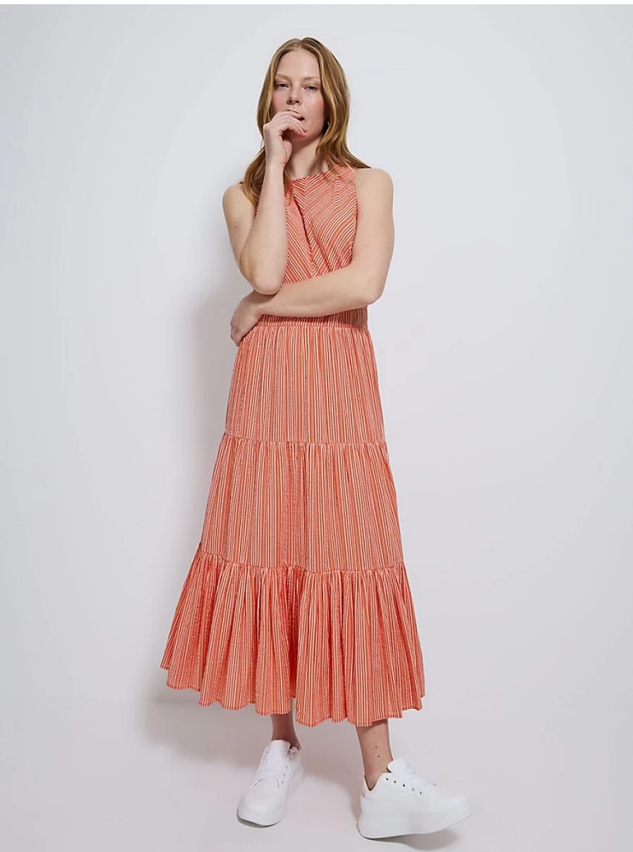 Women's Red Striped Sleeveless Midi Dress by George at Asda | Comfortable Summer Dress