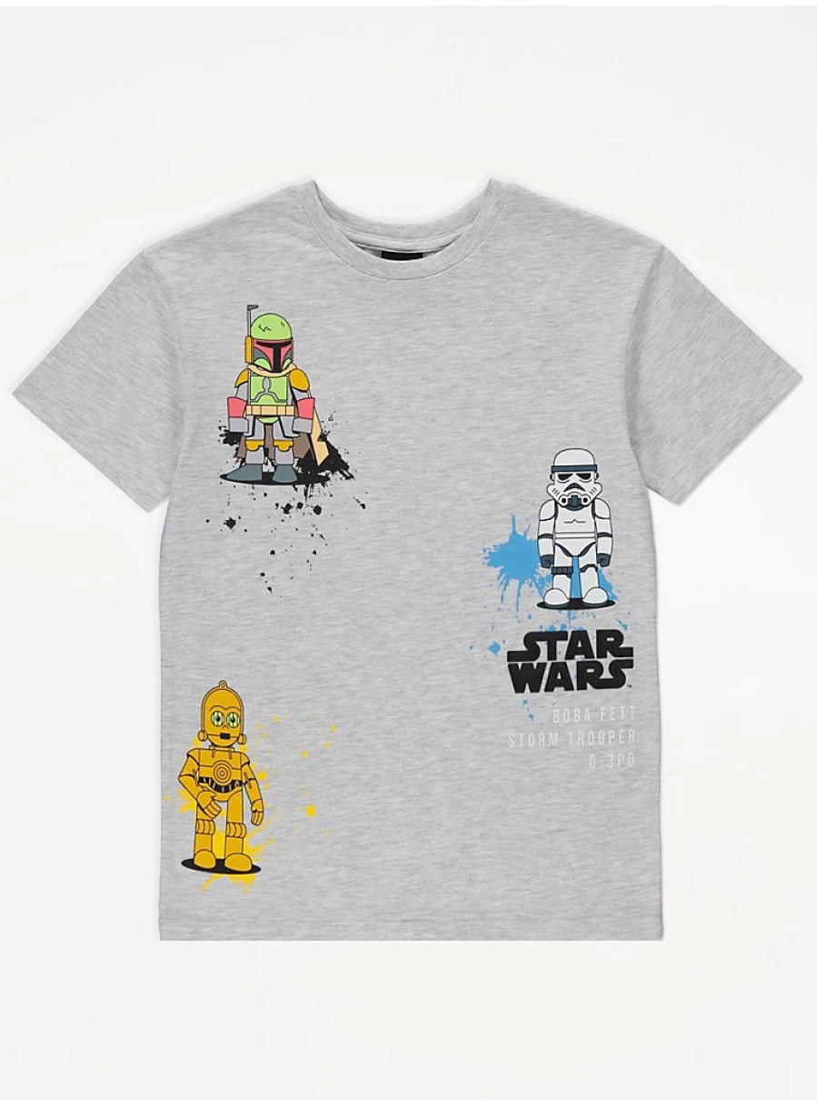 George at Asda Boys' Star Wars Grey Character T-Shirt | Disney Kids' Apparel