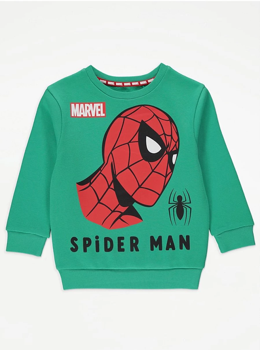 "George at Asda Boys' Marvel Spider-Man Green Sweatshirt | Kids' Superhero Hoodie"