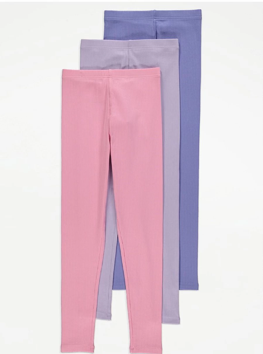"George at Asda Baby Ribbed Leggings 3 Pack | Soft & Stretchy Holiday Outfits"