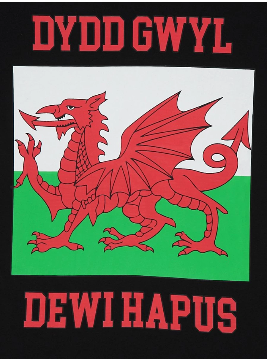 "George at Asda Men's Black Wales-Themed Matching Family Pyjamas – Comfortable Sleepwear Set"