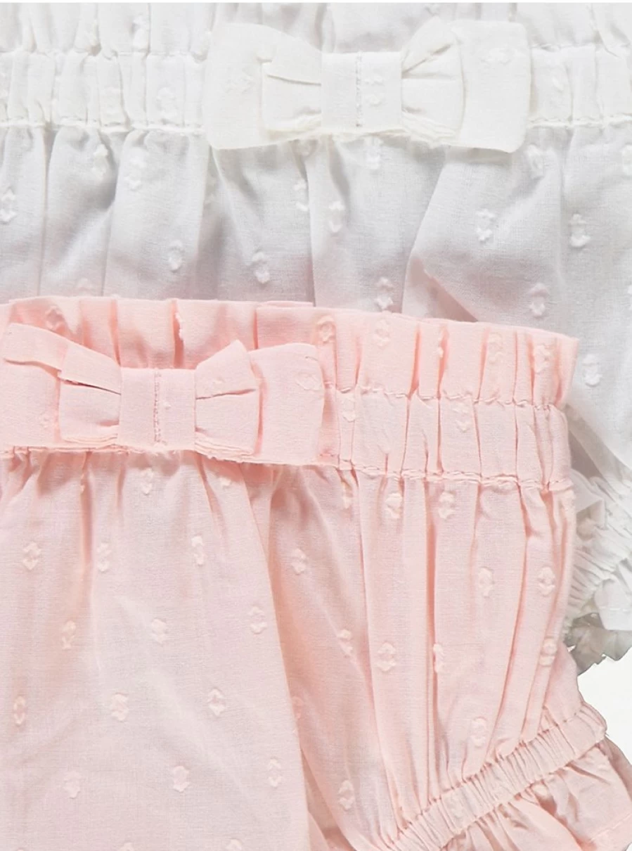 "George at Asda Baby Woven Frill Bloomers 2-Pack – Soft & Stylish Infant Bloomers"