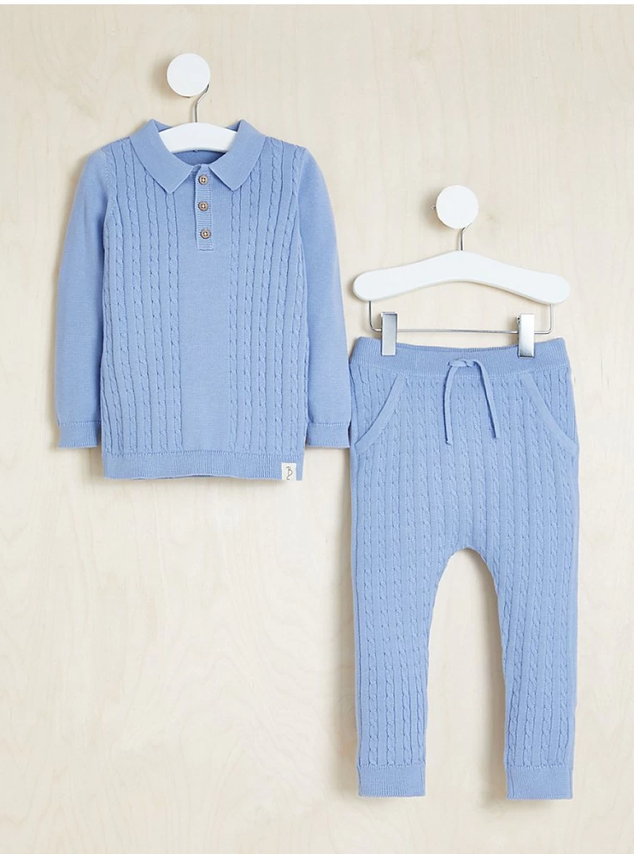 "George at Asda Boys' Blue Knit Polo Jumper & Trousers Outfit – Billie Faiers Collection Review"
