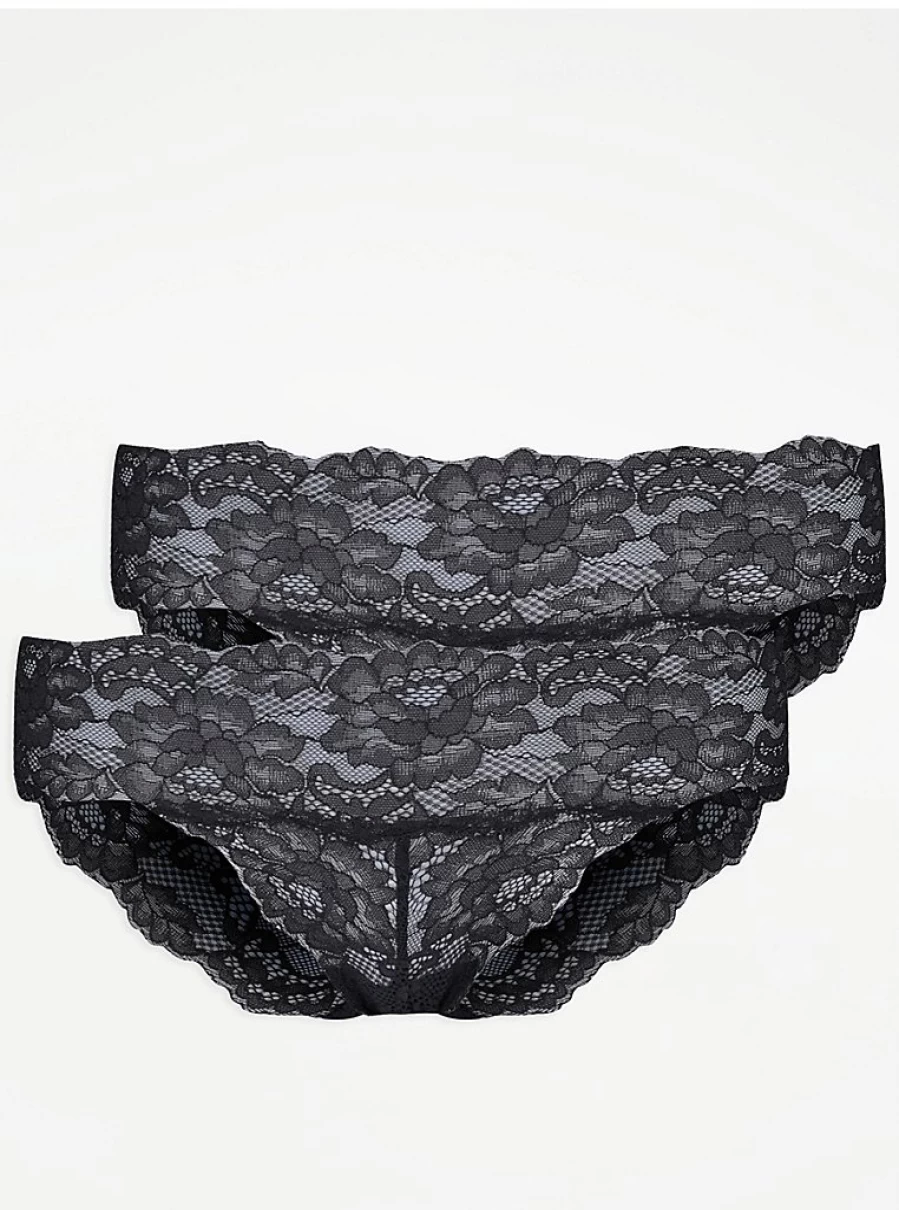 "George at Asda Black Lace Bandeau Briefs 2-Pack - Women's Lingerie Set"