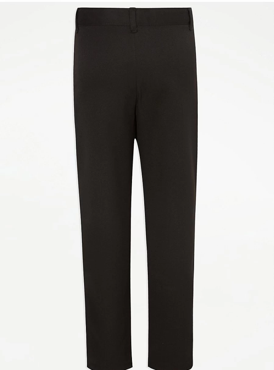 "George at Asda Boys' 2-Pack Black Slim Fit School Trousers for Uniform | Comfortable & Durable"