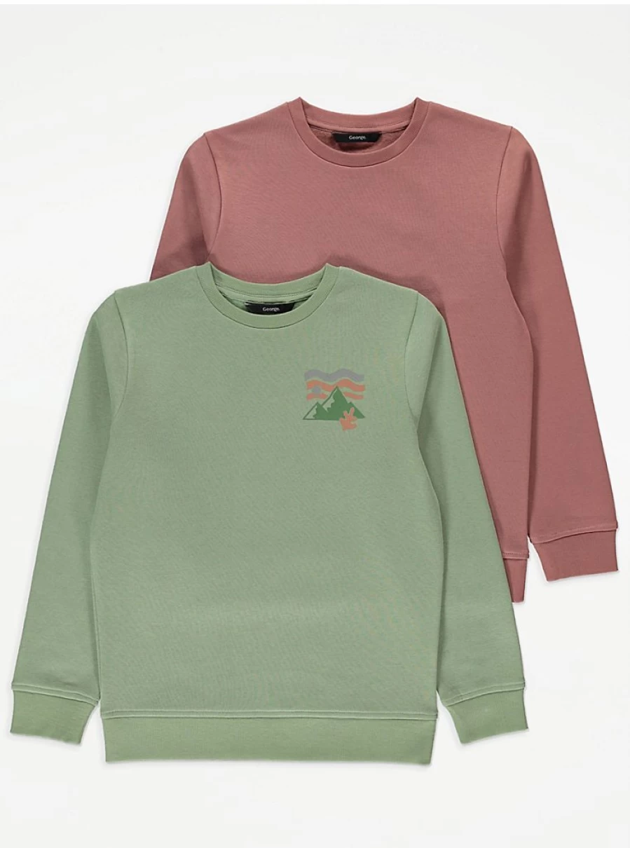 "George at Asda Boys' Scenic Graphic Sweatshirts 2-Pack | Kids' Casual Pullover Hoodies"