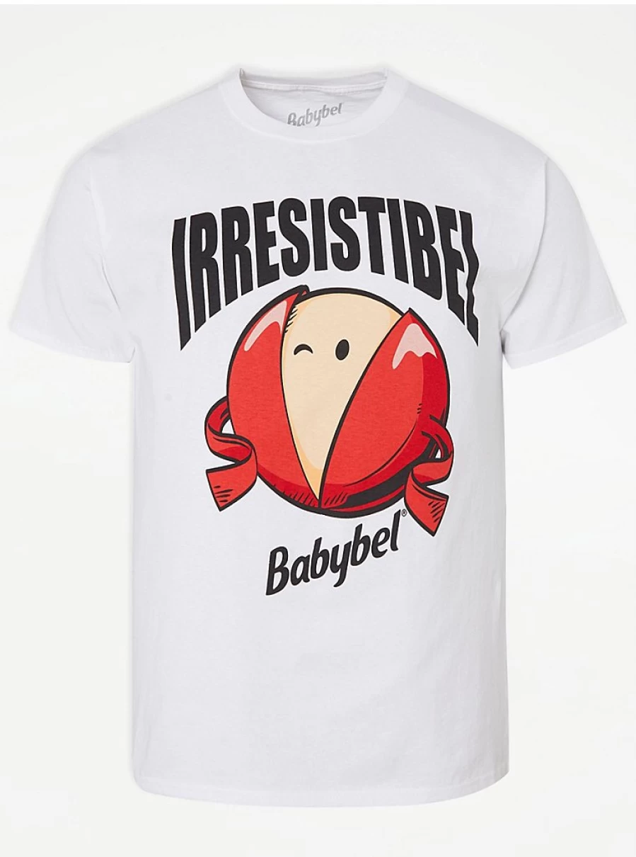 Men's White Graphic T-Shirt with Babybel Design | George at Asda