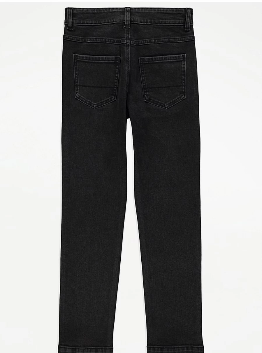 "George at Asda Boys' Black Regular Fit Jeans – Comfortable & Durable Kids' Denim Pants"