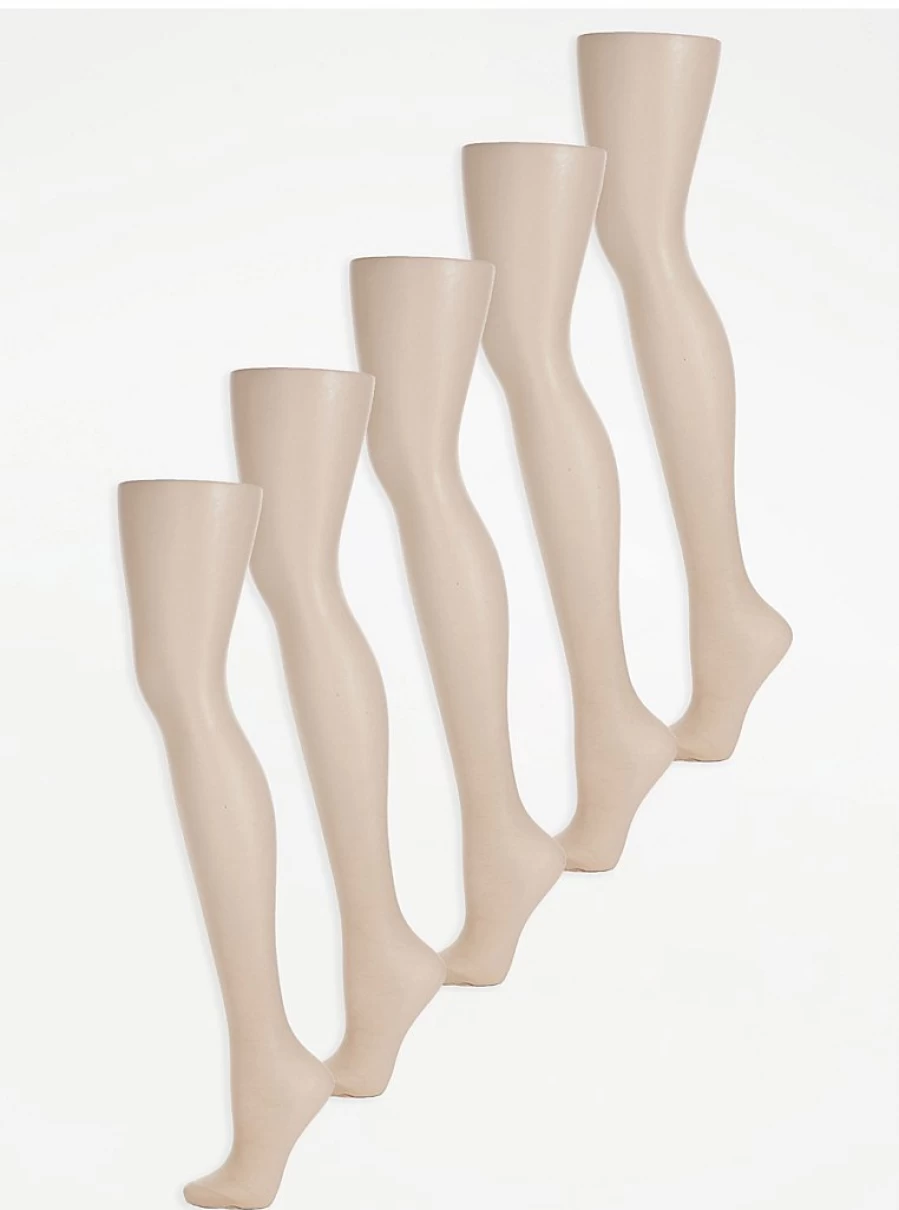 "George at Asda Nude 20 Denier Ladder-Resistant Tights 5-Pack – Comfort & Durability"