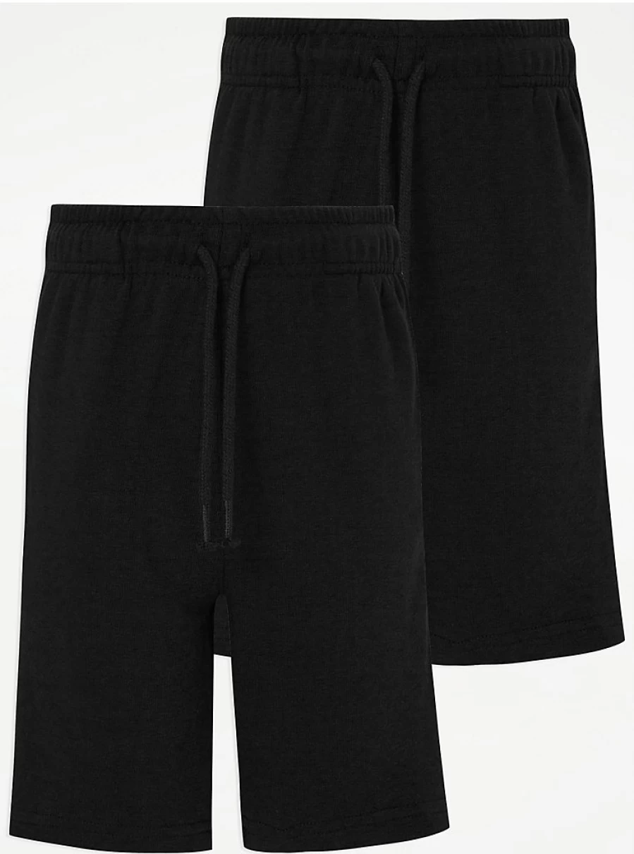 "George at Asda Boys' 2-Pack Black School Shorts – Comfortable Jersey Uniform Shorts"