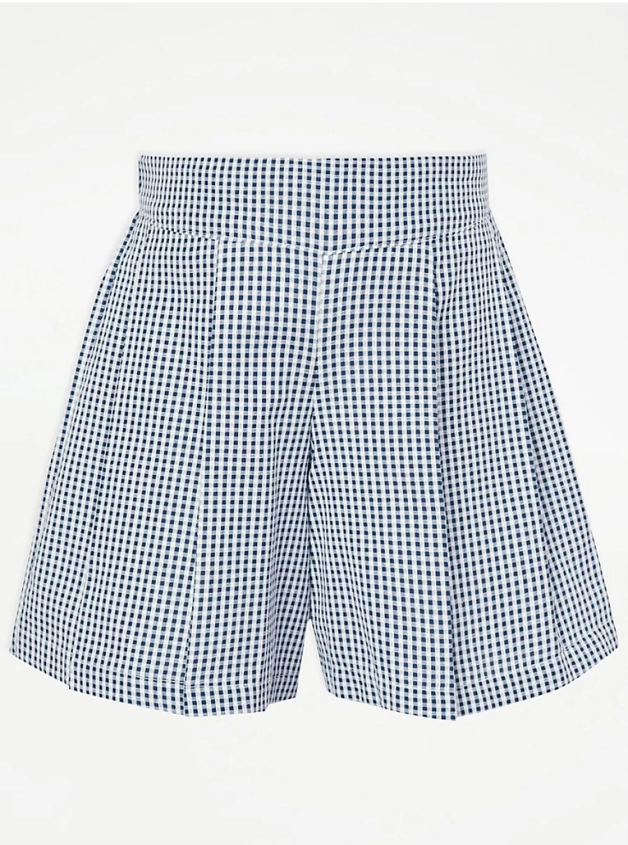"George at Asda Navy Gingham Pleated School Shorts – Comfortable & Stylish Uniform Shorts"