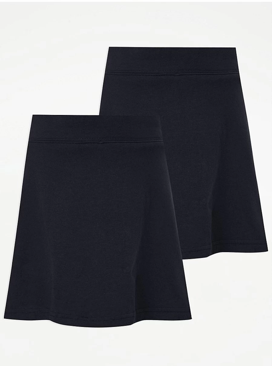 "George at Asda Girls Navy School Skorts 2-Pack – Comfortable Uniform Shorts for School"