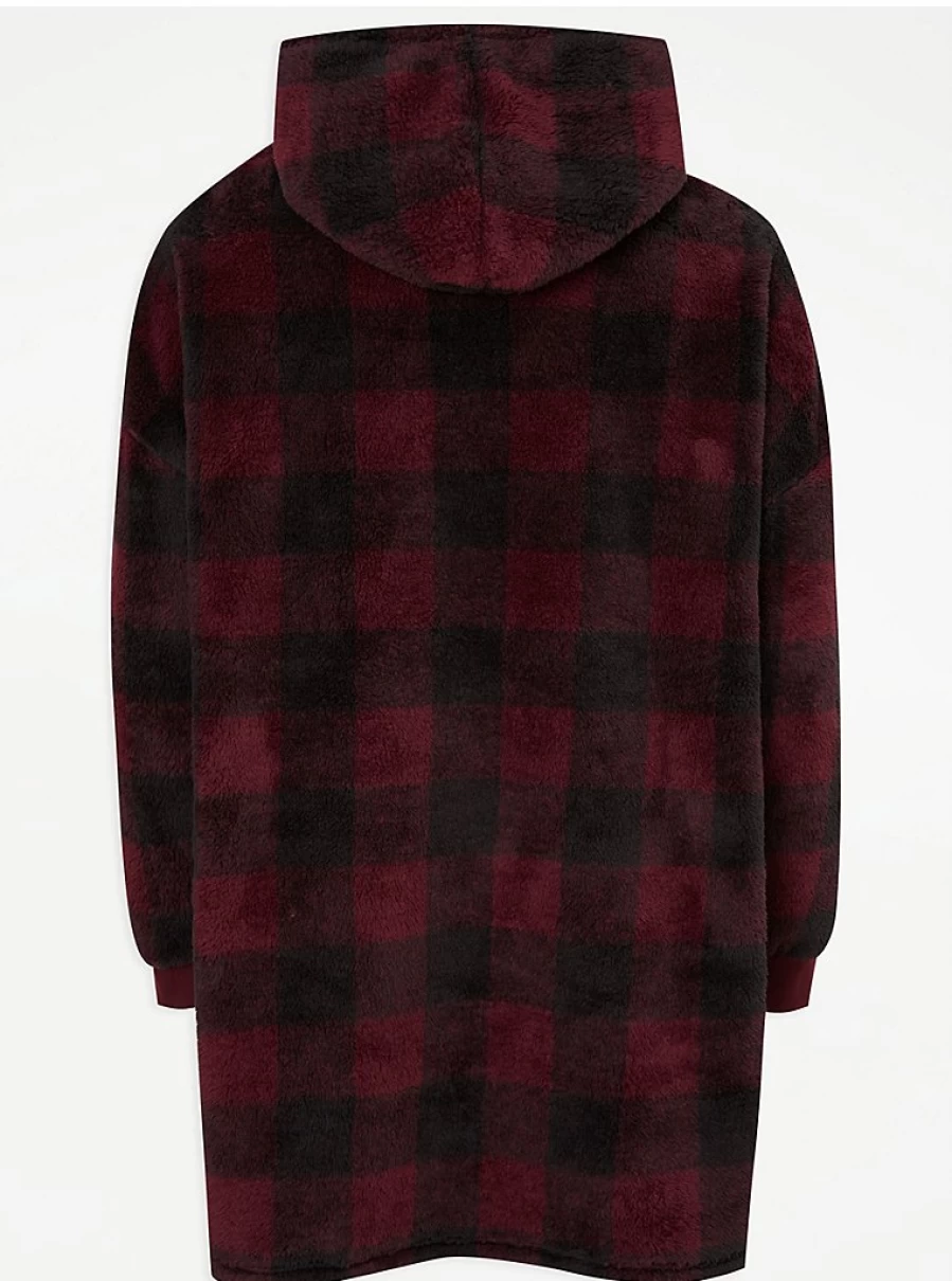 "George at Asda Men's Burgundy Checked Snuggle Hoodie – Warm & Stylish Review"