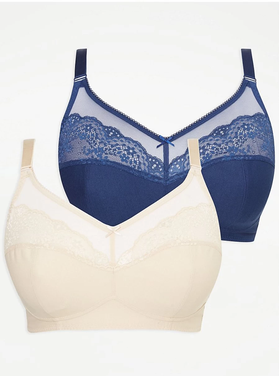 "George at Asda Women's Traditional Non-Padded Bras 2-Pack | Comfortable Lingerie Set"