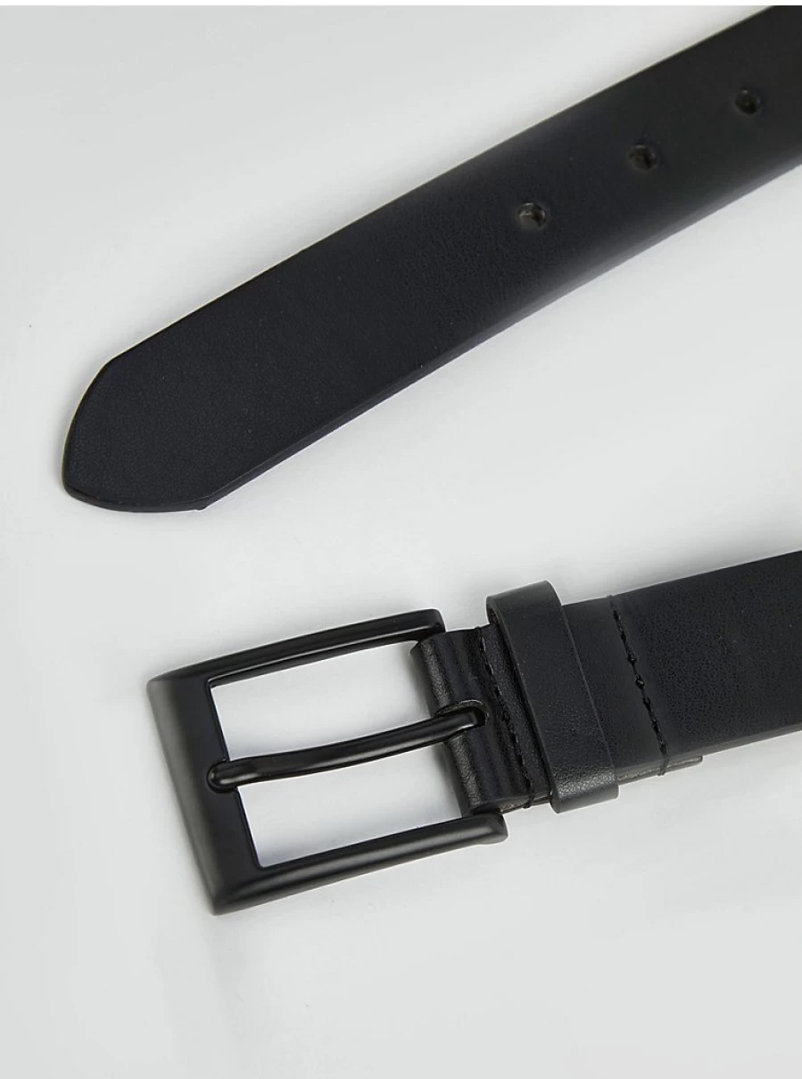 Men's Black Faux Leather Slim Belt - George at Asda Stylish & Durable
