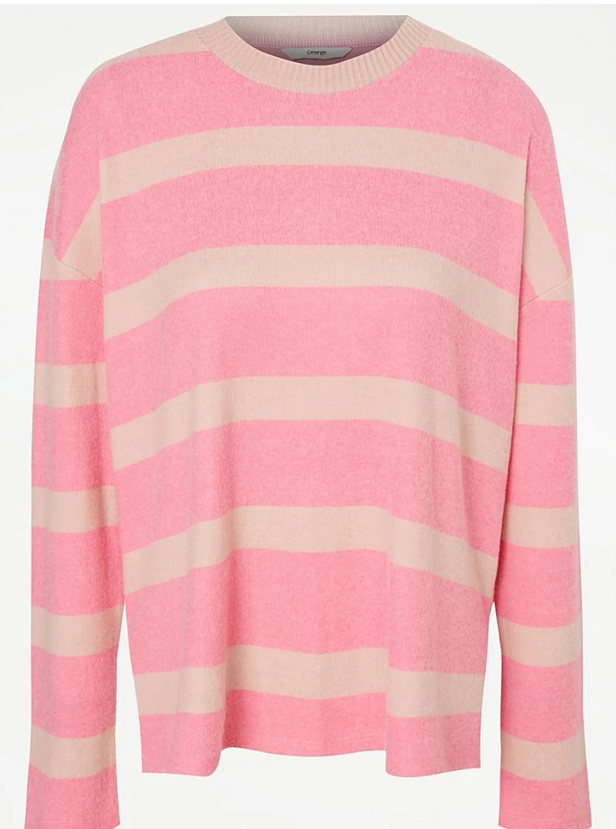 "George at Asda Women's Pink Striped Soft Knit Jumper | Cozy Sweater Reviews"