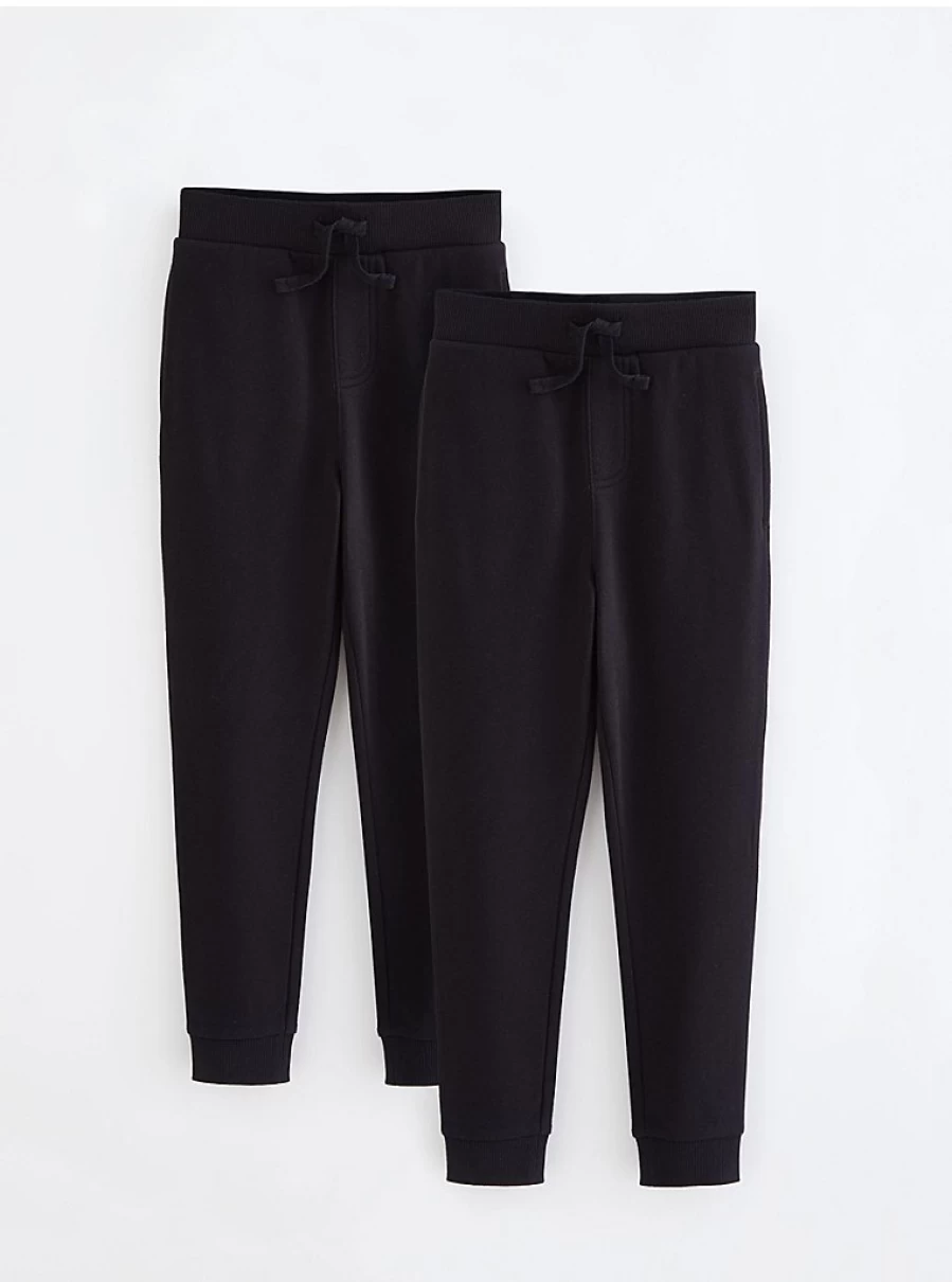 "George at Asda Black Slim Fit School Joggers 2-Pack | Comfortable Uniform Pants for Kids"
