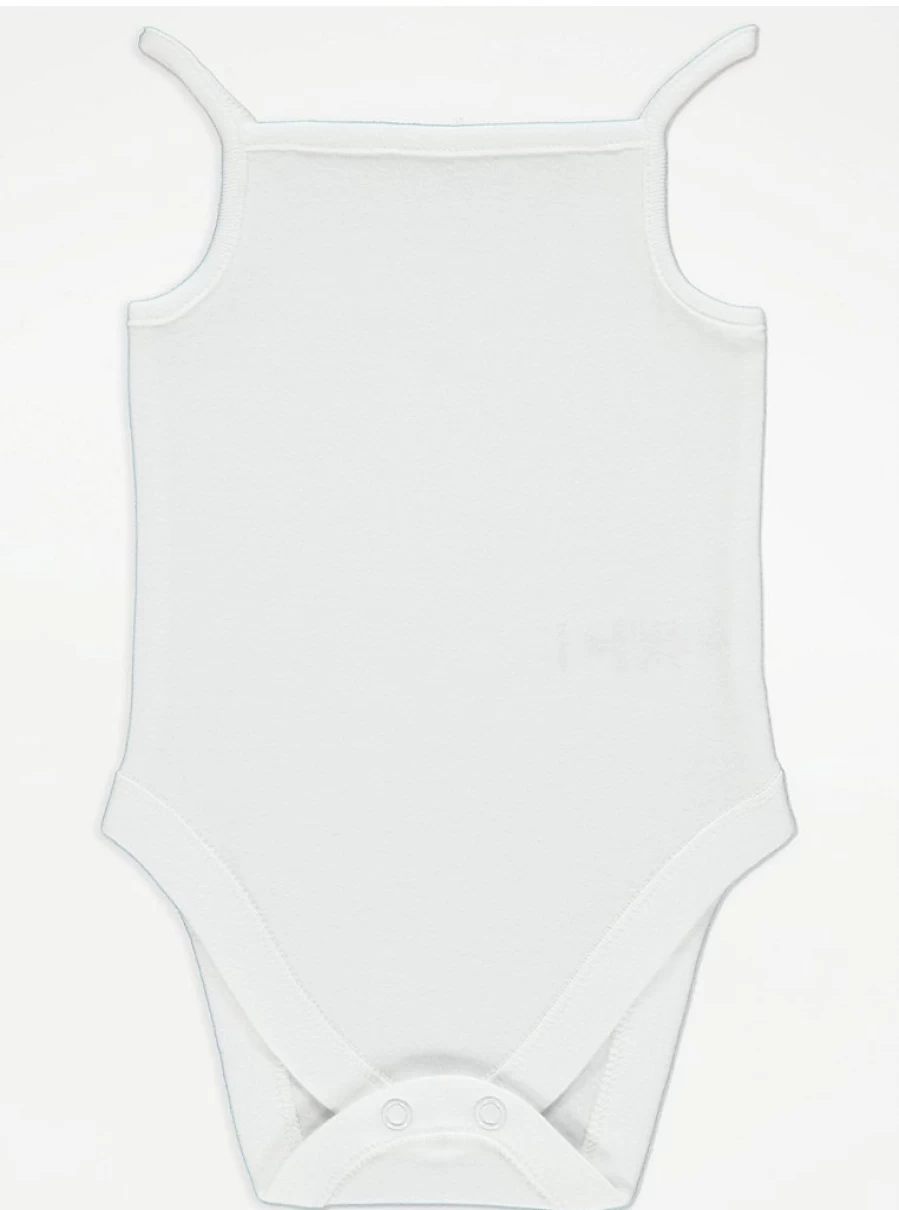George at Asda Baby Girls' White Strappy Sleeveless Bodysuits 3-Pack - Soft Cotton Onesies for Infants