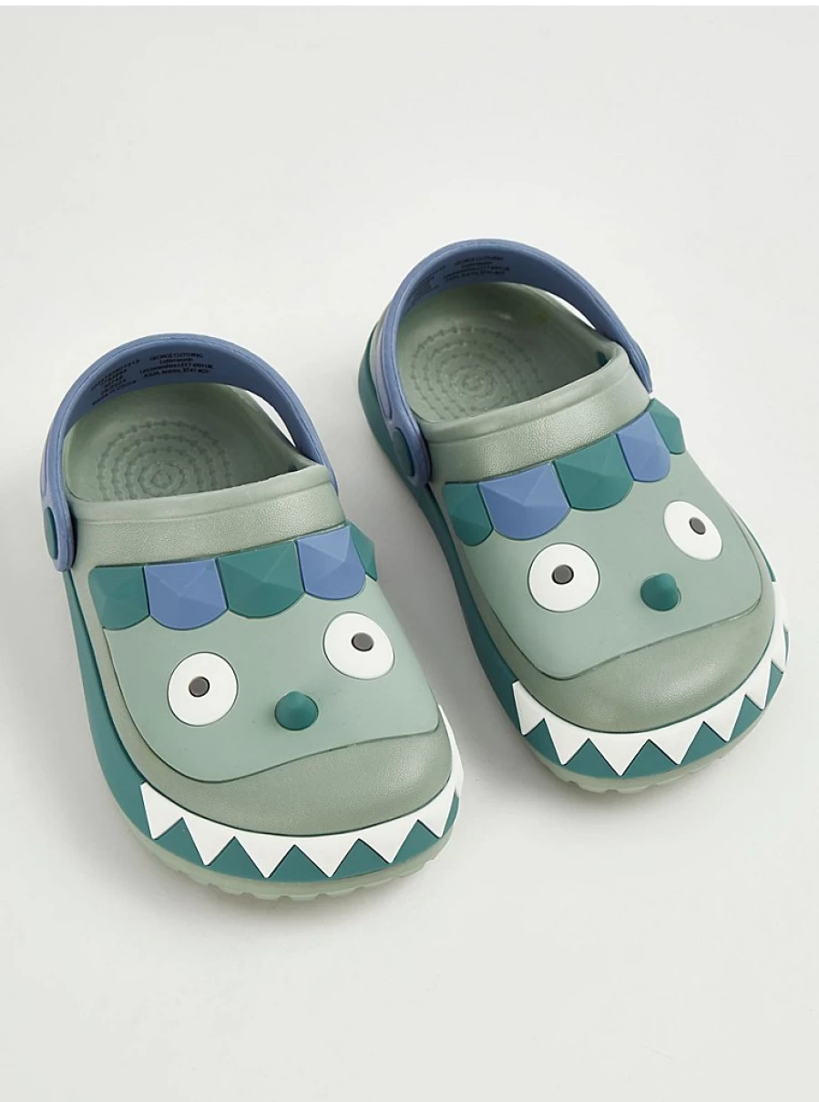 Boys Sage Green Monster Clogs by George at Asda - Comfortable Kids Footwear Review