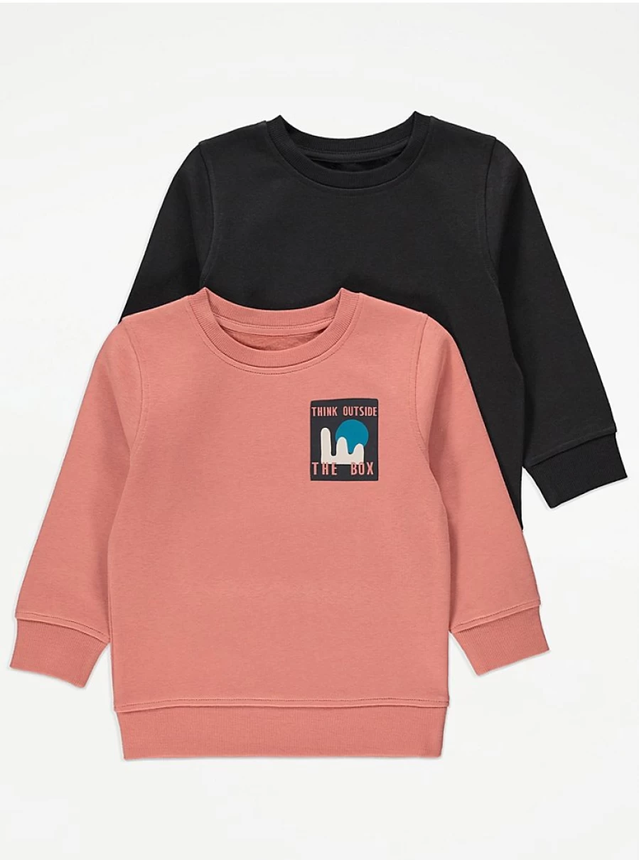 "George at Asda Boys' Unique Wave Sweatshirts 2 Pack | Kids' Graphic Pullover Hoodies"