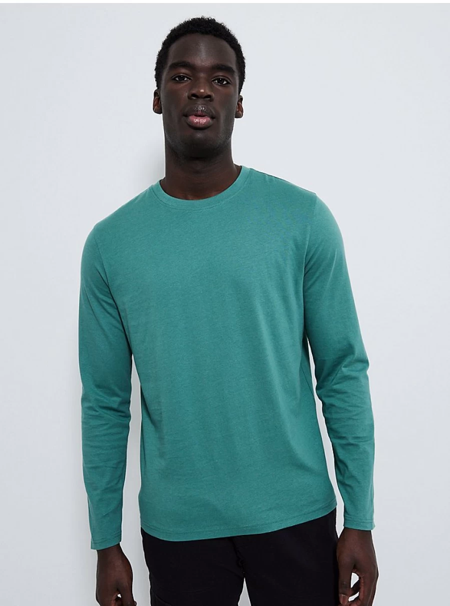 "George at Asda Men's Green Crew Neck Long Sleeve Top – Comfort & Style"