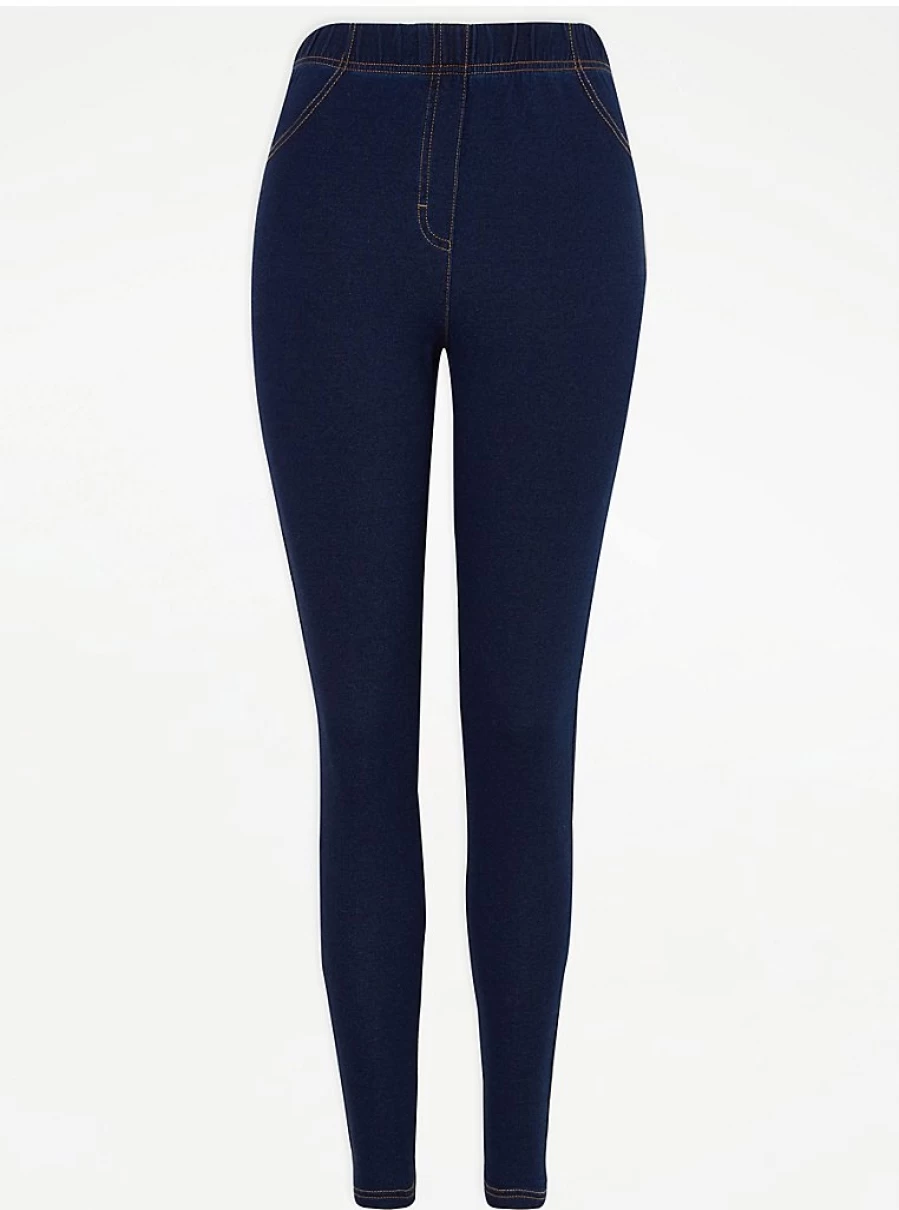 Women's Navy Blue Denim Look Leggings | Stretch Comfort Fit | George at ASDA