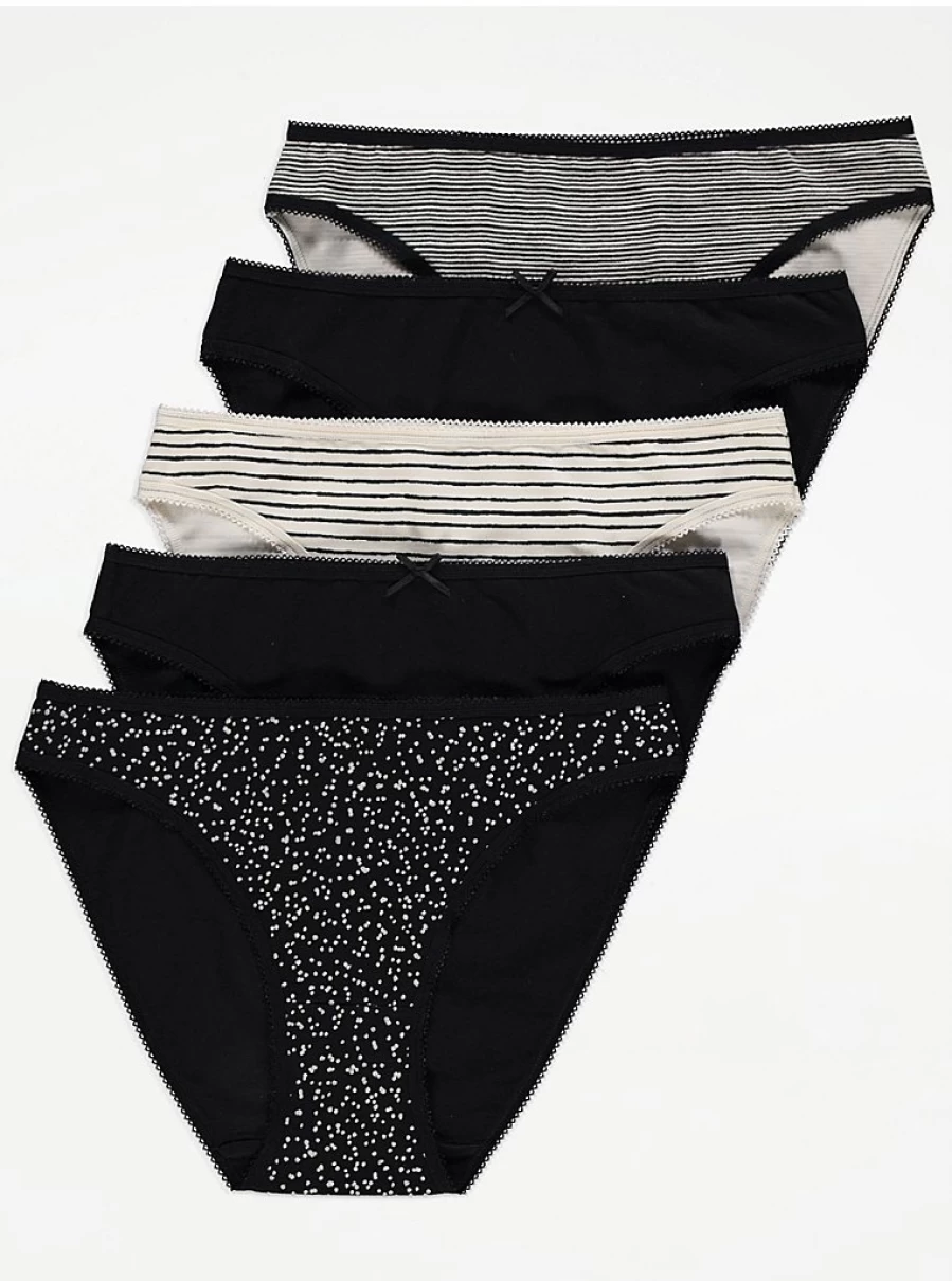 George at Asda Women's Printed High Leg Knickers 5-Pack - Comfortable Lingerie Set in Assorted Designs