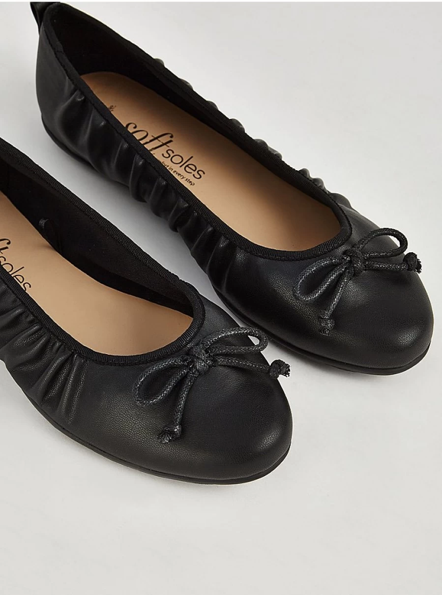 "George at Asda Women's Wide Fit Black Ballet Flats with Knotted Front | Comfortable & Stylish Shoes"