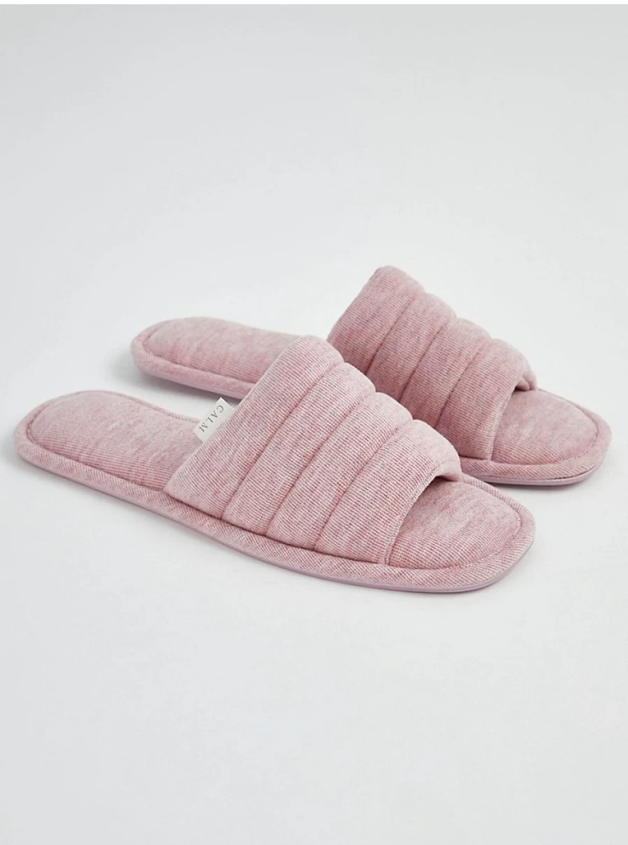 "George at Asda Pink Marl Open Toe Slippers for Women | Comfortable Lingerie Lounge Slippers"