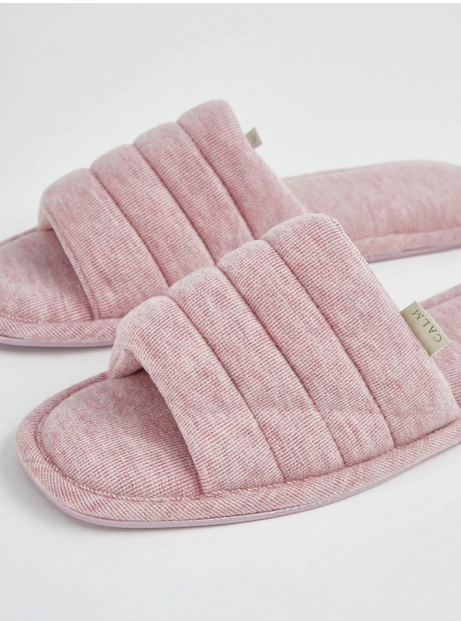 "George at Asda Pink Marl Open Toe Slippers for Women | Comfortable Lingerie Lounge Slippers"