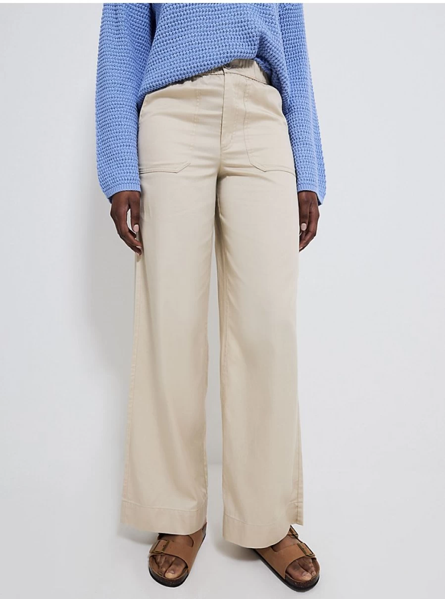 George at Asda Women's Stone Colored Wide Leg Trousers with Patch Pockets - Comfort & Style